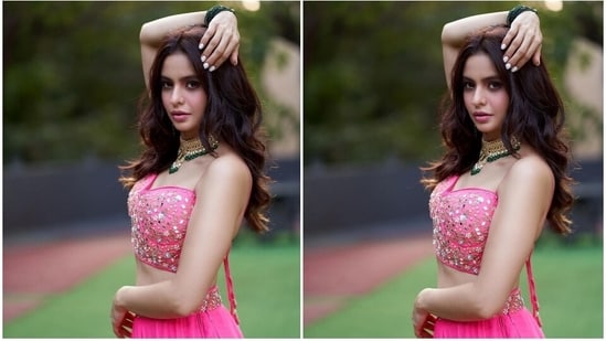 Aamna wore a beauteous pink lehenga set adorned with intricate embellishments for the shoot. The bright pink hue of her ensemble will make you want to ditch the traditional red, green, orange and yellow shades and make a head-turning statement at the next wedding you attend.(Instagram/@aamnasharifofficial)