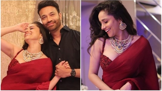 Ankita Lokhande with soon-to-be husband Vicky Jain ?is gorgeous beyond words in red statement saree