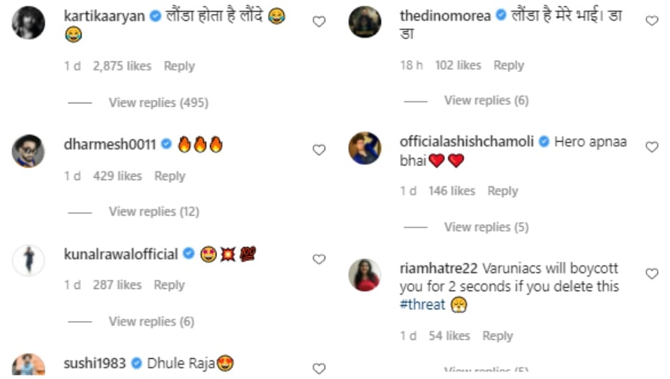 Comments on Varun Dhawan's post.&nbsp;