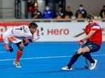 Penalty corner specialist Sanjay executes a drag flick during the Junior World Cup in Bhubaneshwar(HOCKEY INDIA)