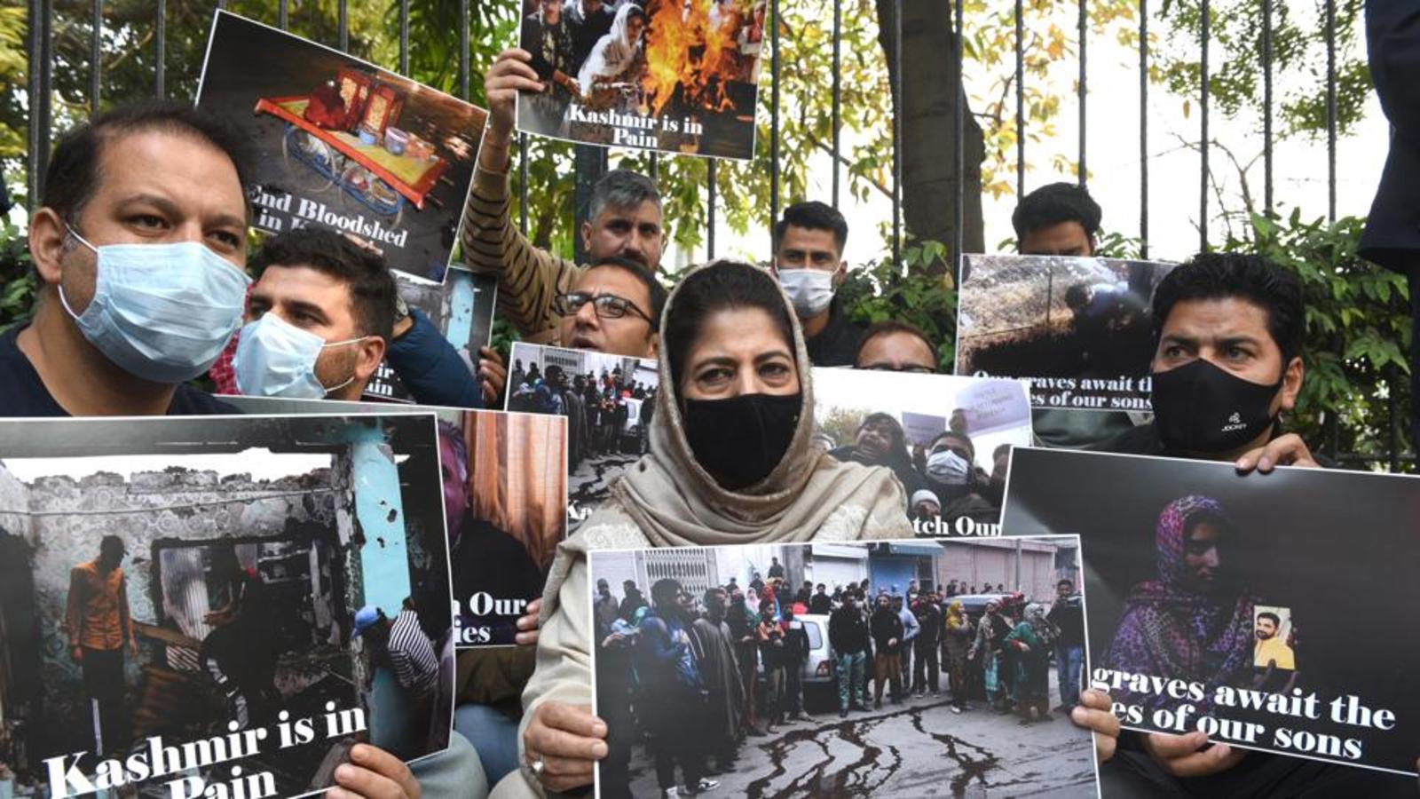 Mehbooba stages dharna at Delhi’s Jantar Mantar, says Kashmir ‘in pain ...