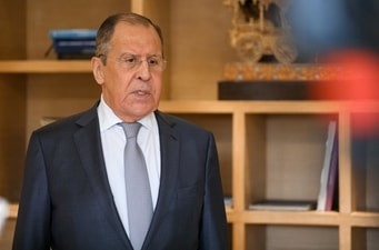 Sergei Lavrov speaks with the media in New Delhi (REUTERS ) Sergei Lavrov speaks with the media in New Delhi (REUTERS )