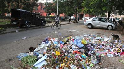 Garbage strewn all over at Sector 41, Chandigarh. On entering ward number 30, one can easily spot garbage piles along the roadsides, in parks and at marketplaces. (HT Photo) Garbage strewn all over at Sector 41, Chandigarh. On entering ward number 30, one can easily spot garbage piles along the roadsides, in parks and at marketplaces. (HT Photo)