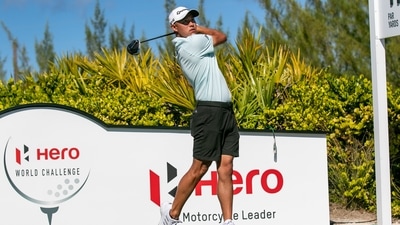 Collin Morikawa in action during the Hero World Challenge. (HINDUSTAN TIMES) Collin Morikawa in action during the Hero World Challenge. (HINDUSTAN TIMES)