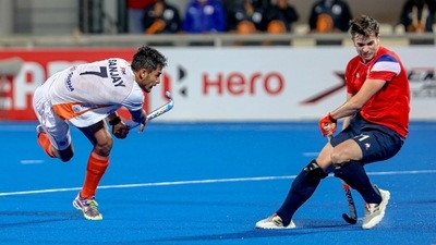 Penalty corner specialist Sanjay executes a drag flick during the Junior World Cup in Bhubaneshwar (HOCKEY INDIA)