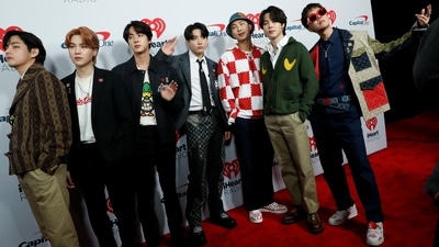 BTS poses at the red carpet as they arrive at the iHeartRadio Jingle Ball concert at The Forum, in Inglewood, California, United States. (REUTERS)