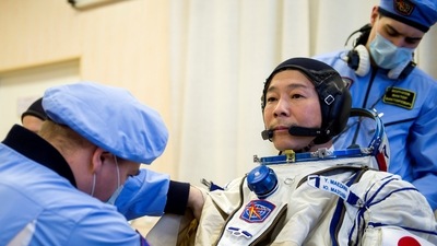 Space flight participant Yusaku Maezawa looks on during preparation for the expedition to the International Space Station at the Baikonur Cosmodrome, Kazakhstan. (via Reuters)