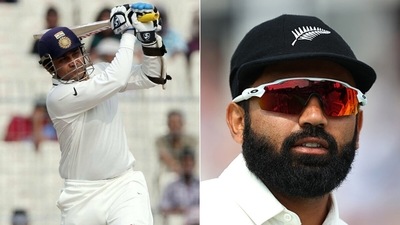 Ajaz Patel remember Virender Sehwag taking him on. (Getty Images) Ajaz Patel remember Virender Sehwag taking him on. (Getty Images)
