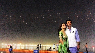 Alia Bhatt and Ranbir Kapoor had a special event in Varanasi in March 2019 where they unveiled the title of the film, Brahmastra with lights in the sky. Alia Bhatt and Ranbir Kapoor had a special event in Varanasi in March 2019 where they unveiled the title of the film, Brahmastra with lights in the sky. 