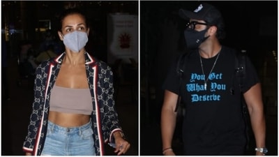 Malaika Arora with Arjun Kapoor slays airport fashion in stylish outfit: Pics and video inside Malaika Arora with Arjun Kapoor slays airport fashion in stylish outfit: Pics and video inside