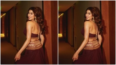 Janhvi accessorised her look with statement golden earrings from the house of Tyaani Fine Jewellery. (Instagram/@janhvikapoor)