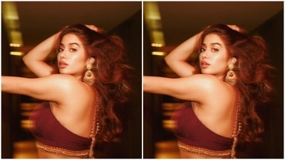 Janhvi left her long tresses open as she posed for the cameras. (Instagram/@janhvikapoor)