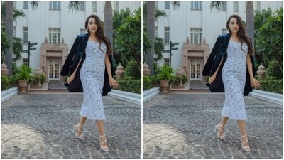 Karisma played muse to fashion designer Rudraksh Dwivedi and picked a casual ensemble. (Instagram/@therealkarismakapoor)