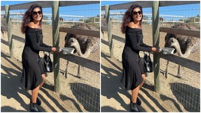 Pooja shared a slew of pictures of herself being happy around the bird. (Instagram/@poojabatra)