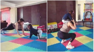 Is parenting coming in the way of your workout? Soha Ali Khan has a cute fix (Instagram/@sakpataudi)