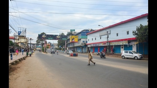 A deserted street during Nagaland bandh over the death of the 13 people, who were allegedly killed by Armed Forces, in Dimapur, Monday. (PTI)