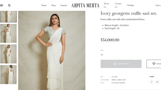 The Ivory georgette ruffle sari set.&nbsp;(arpitamehtaofficial.com)