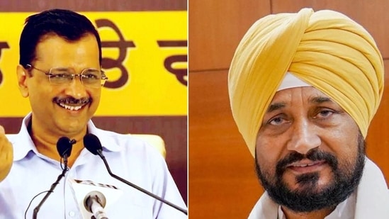 Delhi CM Arvind Kejriwal and Punjab CM Charanjit Singh Channi (PTI)