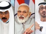 From left: Kuwaiti Emir Sheikh Nawaf al-Ahmed al-Sabah, PM Modi and UAE Crown Prince Mohammed bin Zayed Al Nahyan. From left: Kuwaiti Emir Sheikh Nawaf al-Ahmed al-Sabah, PM Modi and UAE Crown Prince Mohammed bin Zayed Al Nahyan.