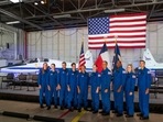 Astronaut candidates Nichole Ayers, Christina Birch, Luke Delaney, Andre Douglas, Christopher Williams, Jessica Wittner, Anil Menon, Andre Douglas, Deniz Burnham, and Marcos Berrios pose for a group photo at the NASA's 2021 Astronaut Candidate announcement event on December 6, 2021, at Ellington Field in Houston, Texas. (AFP) Astronaut candidates Nichole Ayers, Christina Birch, Luke Delaney, Andre Douglas, Christopher Williams, Jessica Wittner, Anil Menon, Andre Douglas, Deniz Burnham, and Marcos Berrios pose for a group photo at the NASA's 2021 Astronaut Candidate announcement event on December 6, 2021, at Ellington Field in Houston, Texas. (AFP)