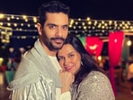 Actor Neha Dhupia shared several party pictures on Instagram with her husband, actor Angad Bedi.