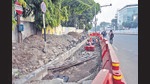 Ongoing construction work near SPPU gate on Ganeshkhind road. (HT PHOTO) Ongoing construction work near SPPU gate on Ganeshkhind road. (HT PHOTO)