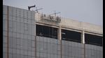 The construction work is going on at a building on NH 48 in Gurugram on Monday. (Vipin Kumar/HT PHOTO) The construction work is going on at a building on NH 48 in Gurugram on Monday. (Vipin Kumar/HT PHOTO)