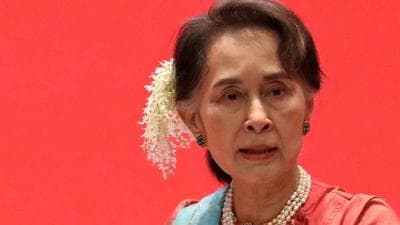 A file photo of ousted Myanmar leader Aung San Suu Kyi in Naypyitaw. (REUTERS) A file photo of ousted Myanmar leader Aung San Suu Kyi in Naypyitaw. (REUTERS)