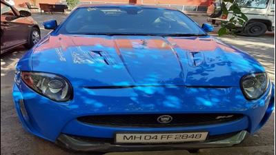 The impounded Jaguar car at a police station in Chandigarh. The teen was later released on bail. (HT Photo)