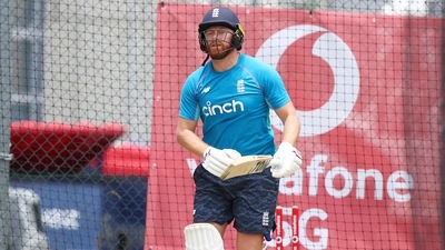 England's Johhny Bairstow practices during their training session at the Gabba ahead of the first Ashes cricket test in Brisbane, Australia, Sunday, Dec. 5, 2021 (AP) England's Johhny Bairstow practices during their training session at the Gabba ahead of the first Ashes cricket test in Brisbane, Australia, Sunday, Dec. 5, 2021 (AP)