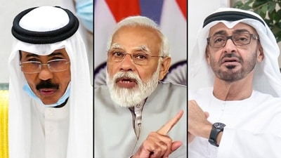 From left: Kuwaiti Emir Sheikh Nawaf al-Ahmed al-Sabah, PM Modi and UAE Crown Prince Mohammed bin Zayed Al Nahyan. From left: Kuwaiti Emir Sheikh Nawaf al-Ahmed al-Sabah, PM Modi and UAE Crown Prince Mohammed bin Zayed Al Nahyan.