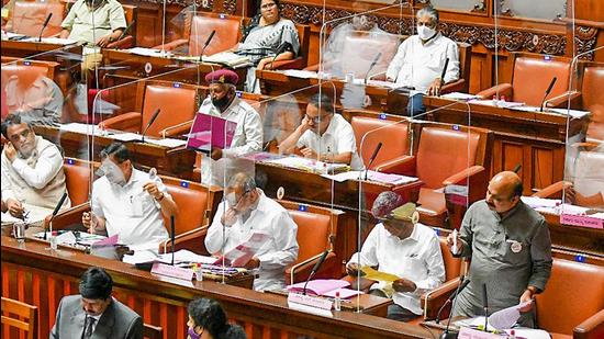 The statements come even as Congress and other political oppositions have used the alleged scandal to corner Karnataka chief minister Basavaraj Bommai who appears to be buried in one crisis after another. (PTI) The statements come even as Congress and other political oppositions have used the alleged scandal to corner Karnataka chief minister Basavaraj Bommai who appears to be buried in one crisis after another. (PTI)