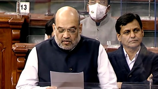 Union home minister Amit Shah speaks in Lok Sabha during the Winter Session of Parliament, in New Delhi.&nbsp;(ANI)