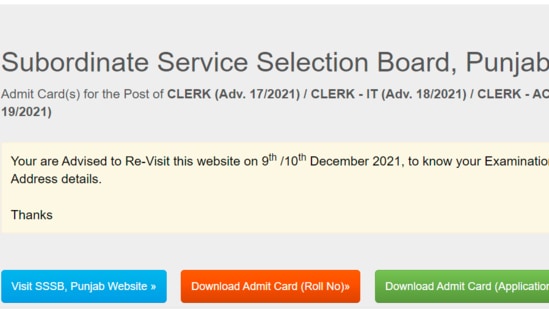 PSSSB Clerk Admit Cards 2021 Released At Sssb.punjab.gov.in, Direct ...