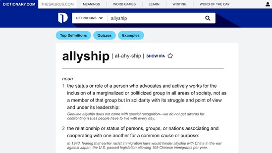 Dictionary.com anoints allyship word of the year for 2021(AP)
