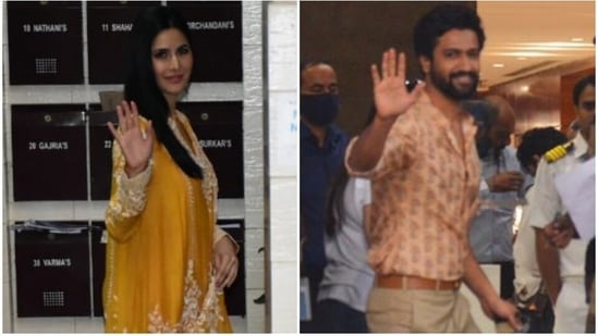 Katrina Kaif in Anamika Khanna, Vicky Kaushal in Sabyasachi set fashion goals before grand wedding: Pics, videos(HT Photo/Varinder Chawla)