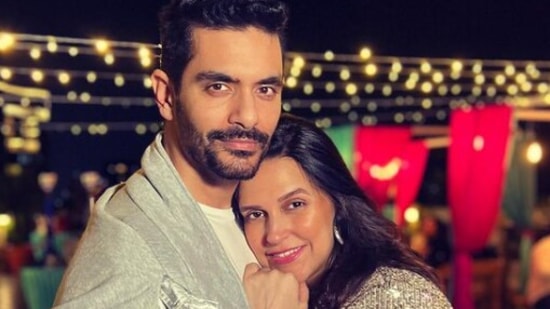 Actor Neha Dhupia shared several throwback pictures on Instagram with her husband, actor Angad Bedi.