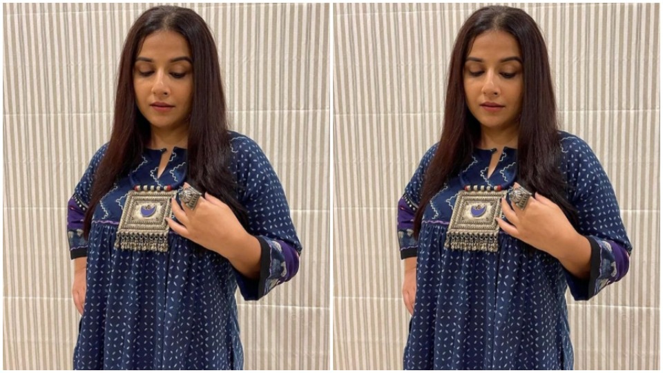 Vidya Balan is our saree queen, but on Monday, she was decked up in shades of indigo, not in a saree, but in a stunning ethnic ensemble. The actor shared the pictures form her recent fashion photoshoot and fashion lovers are scurrying to take notes of how to look half as gorgeous like the actor. (Instagram/@balanvidya)