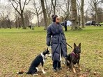 Priyanka Chopra poses with her dogs on the sets of Citadel.