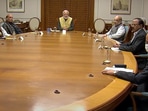 Video grab of Prime Minister Narendra Modi chairing a meeting of the Cabinet Committee on Security over the mishap.