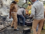 Rescue work underway at the spot where an IAF Mi-17V5 helicopter crashed in Coonoor, Tamil Nadu, on Wednesday.