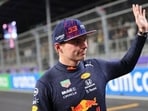Red Bull driver Max Verstappen of the Netherlands waves after qualifying session for the Formula One Saudi Arabian Grand Prix in Jiddah.(AP)
