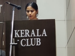 Advocate Gayathri Poti speaks during the Justice P Subramonian Poti Memorial Lecture at Kerala Club in New Delhi.