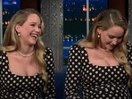 Jennifer Lawrence on The Late Show with Stephen Colbert. Jennifer Lawrence on The Late Show with Stephen Colbert.