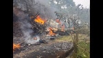 Wreckage of the crashed IAF Mi-17V5 helicopter, in Coonoor, Tamil Nadu, on Wednesday. (HT photo) Wreckage of the crashed IAF Mi-17V5 helicopter, in Coonoor, Tamil Nadu, on Wednesday. (HT photo)