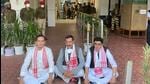Congress leaders protest at Jorhat airport after they were not allow to leave for Nagaland on Wednesday. (Twitter/@gauravgogoiasm) Congress leaders protest at Jorhat airport after they were not allow to leave for Nagaland on Wednesday. (Twitter/@gauravgogoiasm)