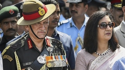 Chief of Defence Staff (CDS) General Bipin Rawat and his wife Dr Madhulika, who were among those killed in a chopper crash in Tamil Nadu. (PTI PHOTO.) Chief of Defence Staff (CDS) General Bipin Rawat and his wife Dr Madhulika, who were among those killed in a chopper crash in Tamil Nadu. (PTI PHOTO.)