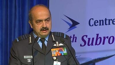 Chief of the Air Staff Air Chief Marshal VR Chaudhari addresses during the 18th Subroto Mukerjee Seminar, at Air Force Auditorium, in New Delhi on Wednesday. (ANI) Chief of the Air Staff Air Chief Marshal VR Chaudhari addresses during the 18th Subroto Mukerjee Seminar, at Air Force Auditorium, in New Delhi on Wednesday. (ANI)