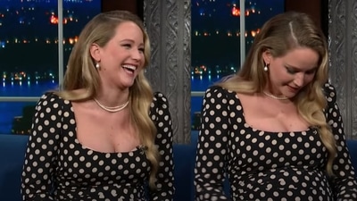 Jennifer Lawrence on The Late Show with Stephen Colbert.
