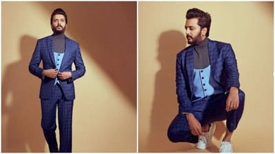 Riteish Deshmukh, in a blue checkered suit, is making it worth the stare (Instagram/@riteishd)